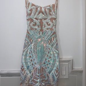 Lucy in the Sky: Sequin Dress In Nude Iridescence